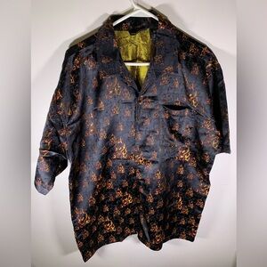 Y2K silk all over print button down shirt